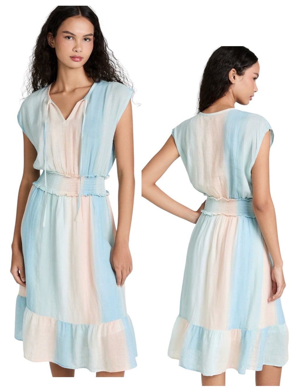 Rails Ashlyn Sunset Gradient pastel linen blend midi dress XL